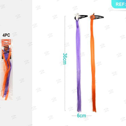 Decoratieve pruikclip halloween 4st.