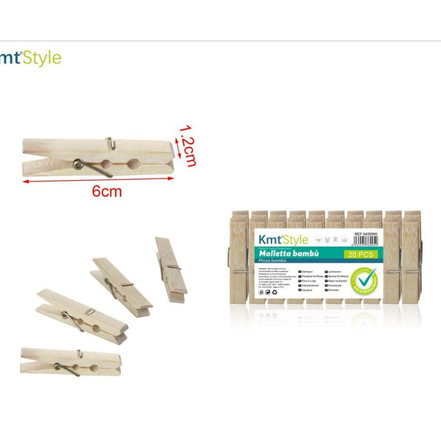 wasknijpers bamboe 6Cm 20St