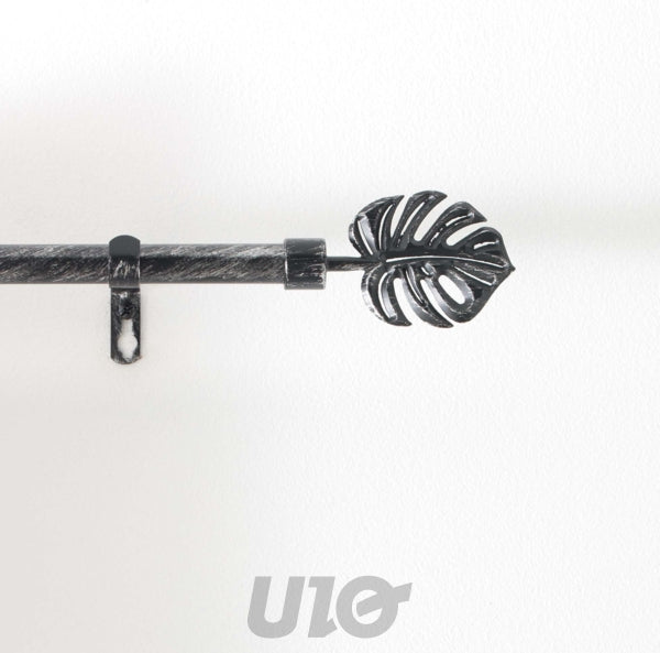 Uitschuifbare gordijnroede 19 mm 120–210 cm Tropi zwart/zilver