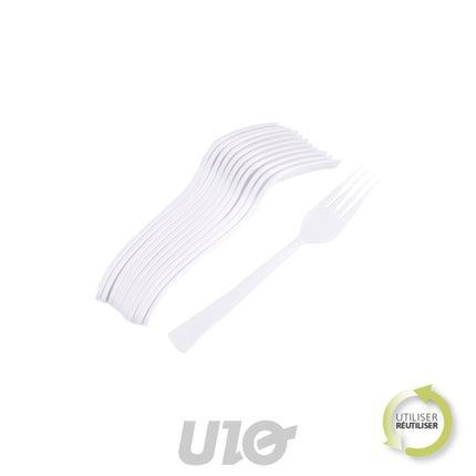 Herbruikbare witte vorken 18,5 cm, 12 stuks