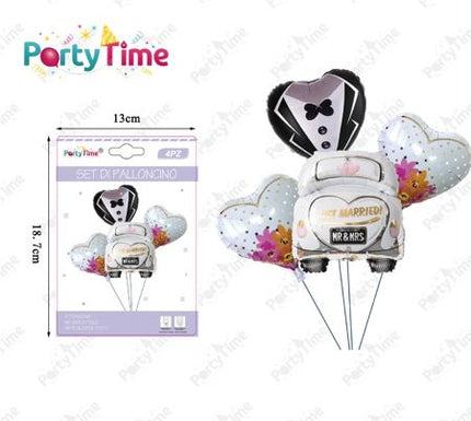 Just Married ballonset gemengde kleuren