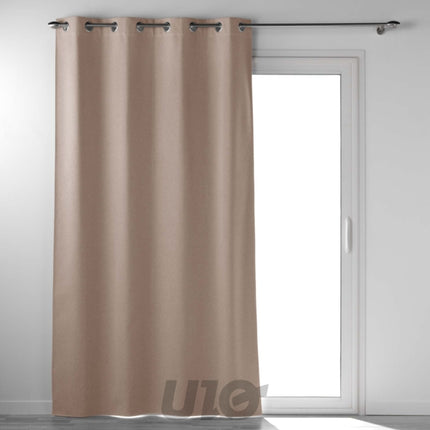 100% verduisterend chambray gordijn met ringen 135 x 260 cm – oker