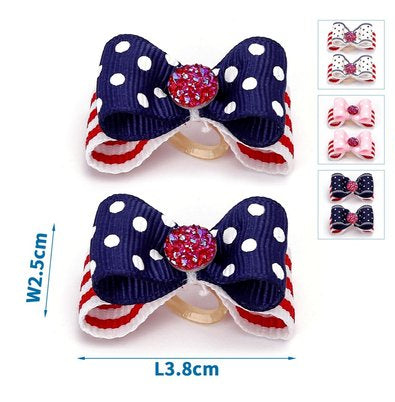 Huisdierenelastiek met tweekleurige stippenstrik 3,8 cm - 4 kleuren