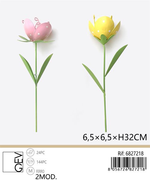 Tulp steker metaal 6,5x6,5x32 cm