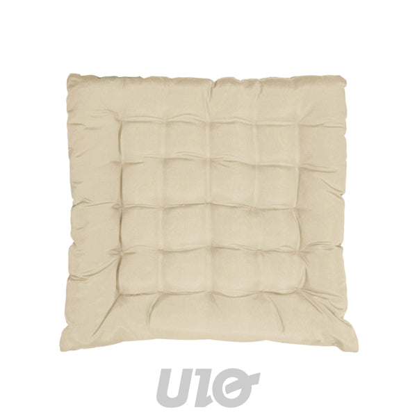 Gewatteerd stoelkussen 40 x 40 cm naturel