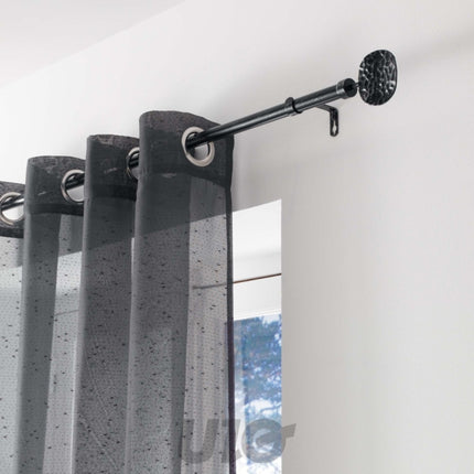 Uitschuifbare gordijnroede 19 mm 210-380 cm zwart/zilver