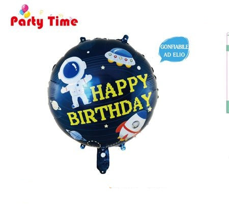 Zwarte Happy Birthday folieballon 18 inch