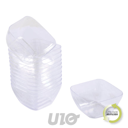 Herbruikbare amuseglaasjes Cubic 45 ml, 25 stuks – transparant