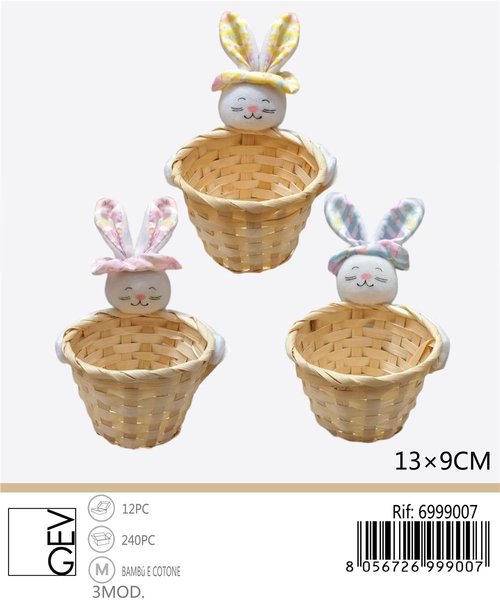 Bamboe paasmandje 13x9 cm – assorti