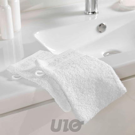 Set washandjes 2 stuks 15 x 21 cm badstof wit