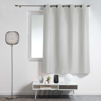 Gordijn met ringen 140 x 180 cm polyester grijs
