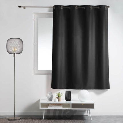 Gordijn met ringen 140 x 180 cm polyester zwart