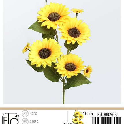 Kunst zonnebloem steel 74 cm