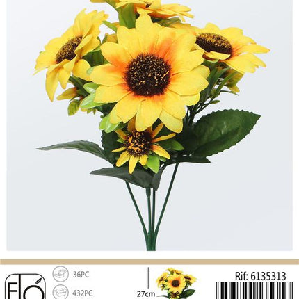 Kunstzonnebloem boeket 27 cm