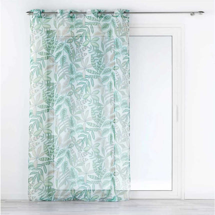 Vitrage met ringen 140 × 240 cm – Bedrukte zandkleurige voile – Beautaline