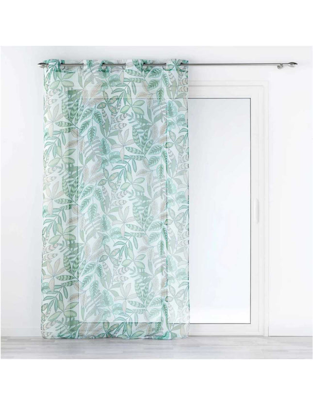 Vitrage met ringen 140 × 240 cm – Bedrukte zandkleurige voile – Beautaline