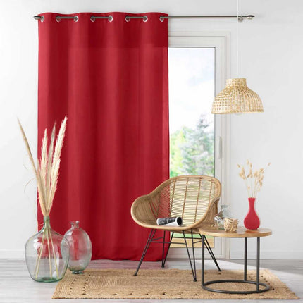 Gordijn met ringen 140 × 260 cm – Effen microvezel – Absolu – Rood