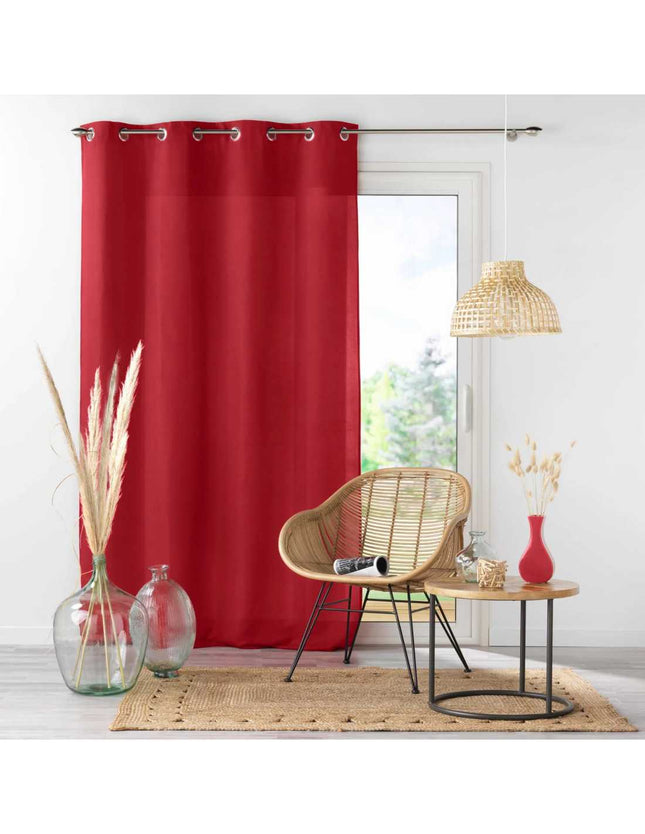 Gordijn met ringen 140 × 260 cm – Effen microvezel – Absolu – Rood