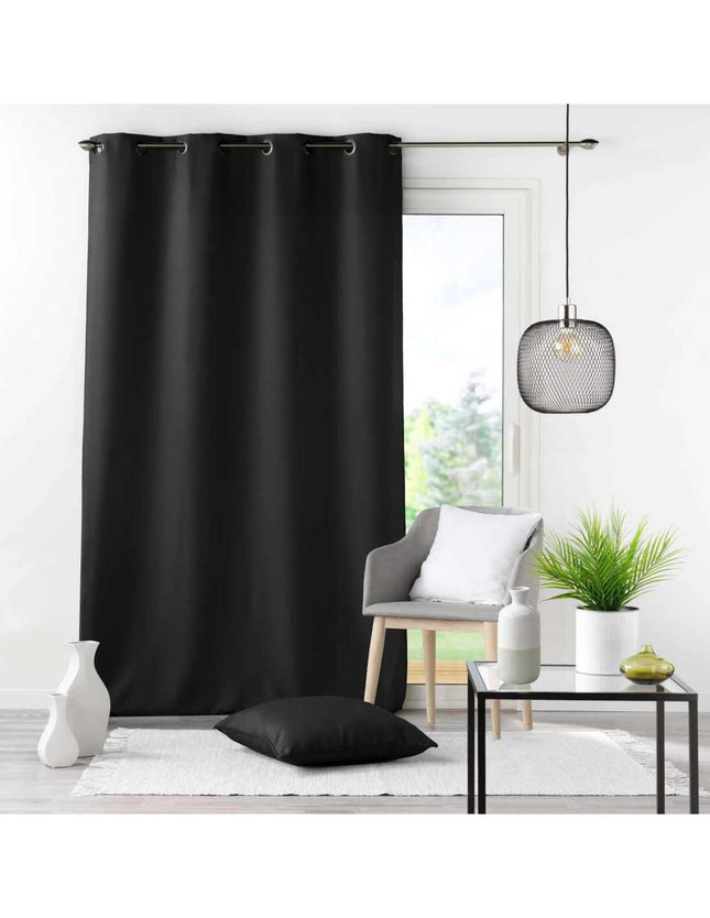 Gordijn met ringen 140 × 260 cm – Effen polyester – Essentiel – Zwart