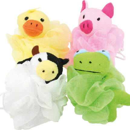 Bad- en douchespons in diervorm – 10 cm – 4-assorti