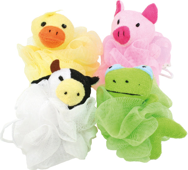 Bad- en douchespons in diervorm – 10 cm – 4-assorti