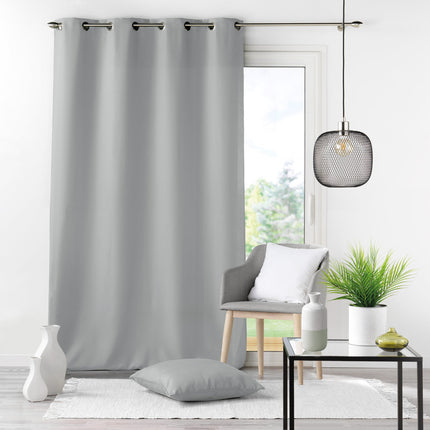 Gordijn met ringen 140 × 260 cm – Effen polyester – Essentiel – Grijs