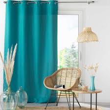 Gordijn met ringen 140 × 260 cm – Effen microvezel – Absolu – Blauw