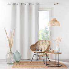 Gordijn met ringen 140 × 260 cm – Effen polyester – Essentiel – Wit