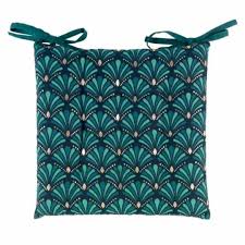 Gewatteerd stoelkussen 40 × 40 cm – Metallic bedrukt katoen – Artchic – Blauw