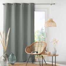 Gordijn met ringen 140 × 260 cm – Effen microvezel – Absolu – Grijs