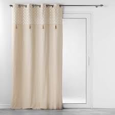 Gordijn met ringen 140 × 240 cm – Effen katoen met metallic top en pompons – Rafina