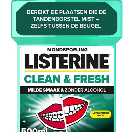 Listerine Mondwater Clean & Fresh Mild 0% Alcohol – 500 ml