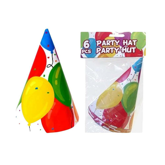 Feesthoedjes ballon 6 stuks