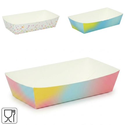 Snackbox papier 21 cm – 6 stuks – 3 assorti