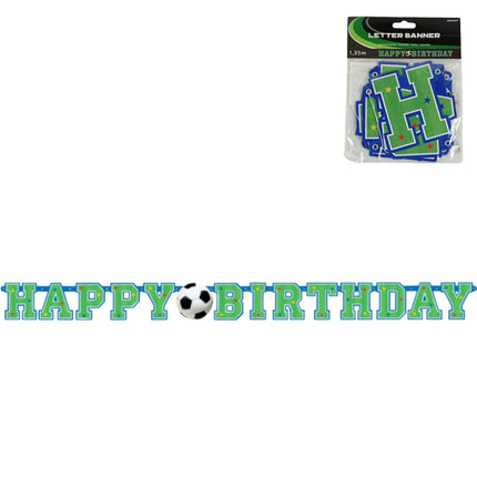 Letterslinger Happy Birthday voetbal 135 cm