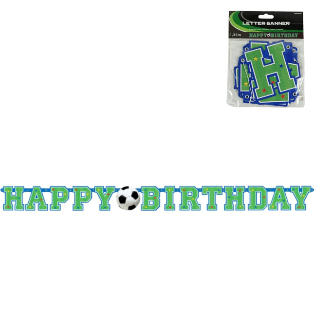 Letterslinger Happy Birthday voetbal 135 cm