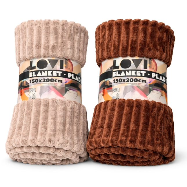Plaid Lovi ribbel fleece 150x200 cm – assorti