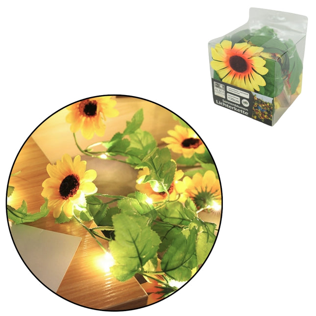 Lichtketting zonnebloem 10 LED 1 m op batterij