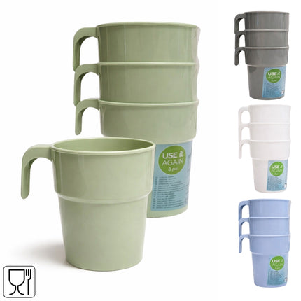 Kunststof beker 300 ml set van 3 – 4 assorti