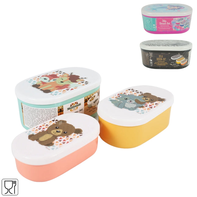 Lunchbox kids ovaal set van 3 – 3 assorti