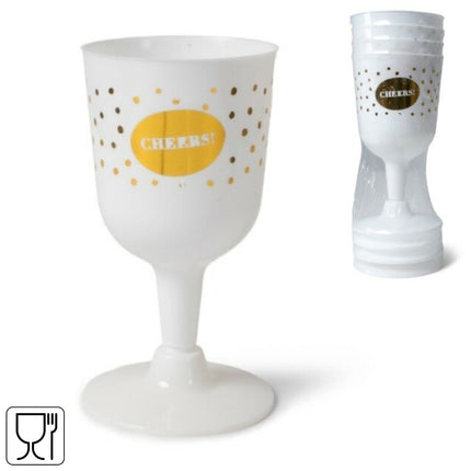 Senza wijnglazen wit/goud 140 ml – set van 4