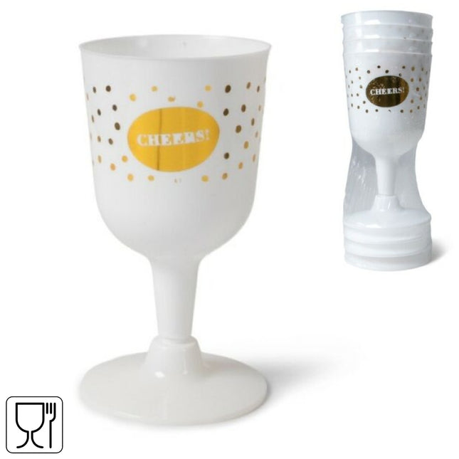 Senza wijnglazen wit/goud 140 ml – set van 4