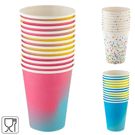 Papieren bekers 200 ml – 12 stuks – 3 assorti
