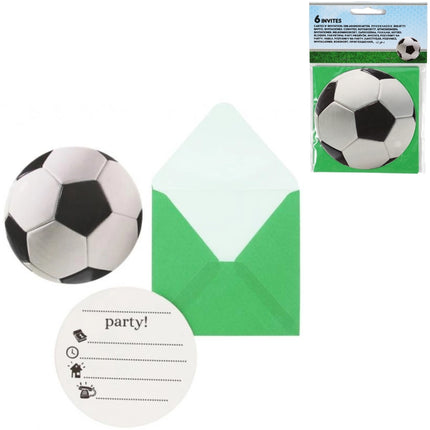Uitnodigingskaarten voetbal 10 cm – 6 stuks
