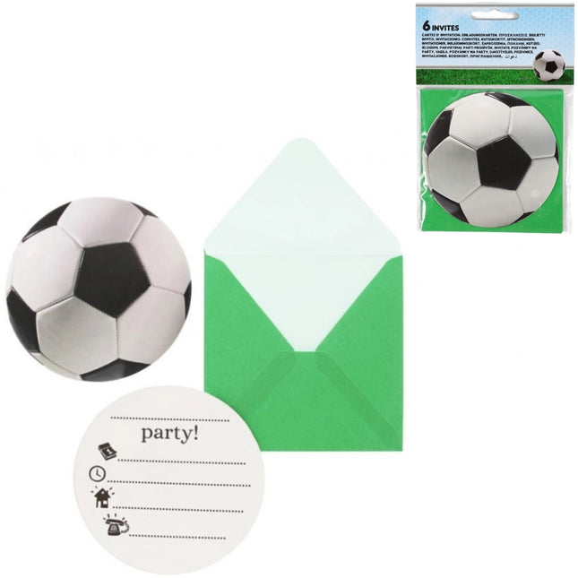 Uitnodigingskaarten voetbal 10 cm – 6 stuks