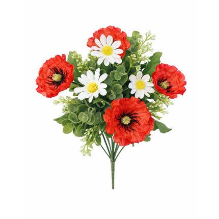 Kunstboeket klaproos en margriet 34 cm