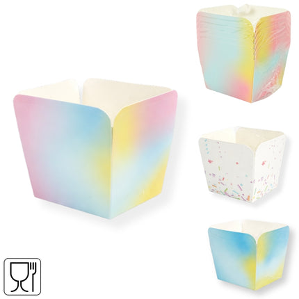 Snackbox papier 9 cm – 6 stuks – 3 assorti