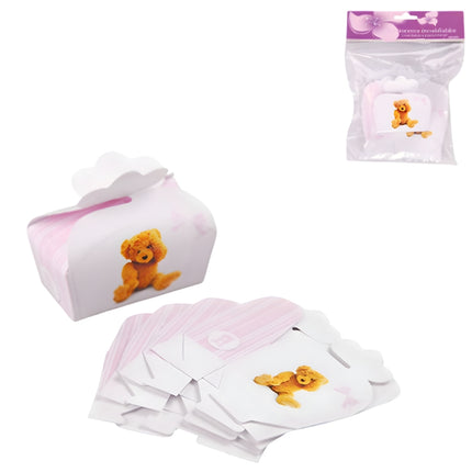 Geschenkverpakking babyshower teddybeer roze – set van 5