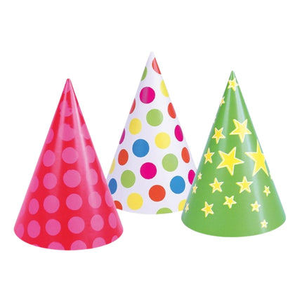 Papieren feesthoedje 16 cm – assorti