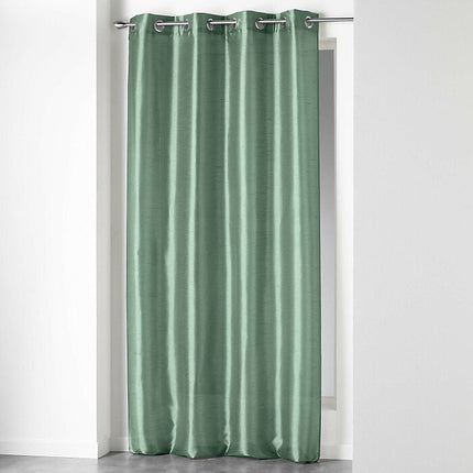 Gordijn met ringen 140 × 240 cm – Effen kunstzijde – Shana – Saliegroen